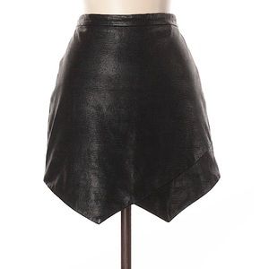 Mason black leather skirt